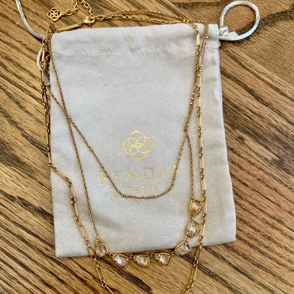 Kendra Scott Susanna triple necklace - Vintage Gold with White Abalone